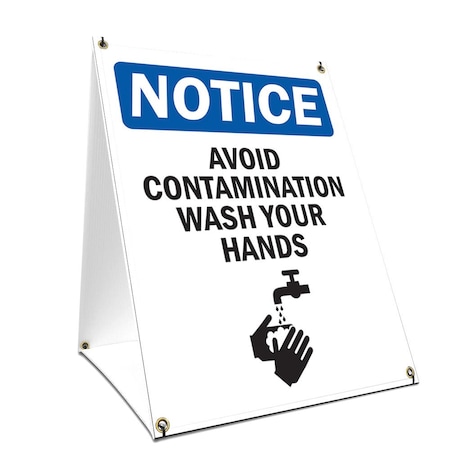 Signmission OSHA Sign, Avoid Contamination, 24in X 36in A-frame Heavy Duty, 36" W, 24" L, Avoid Contamination OS-NS-SBC-2436-25583